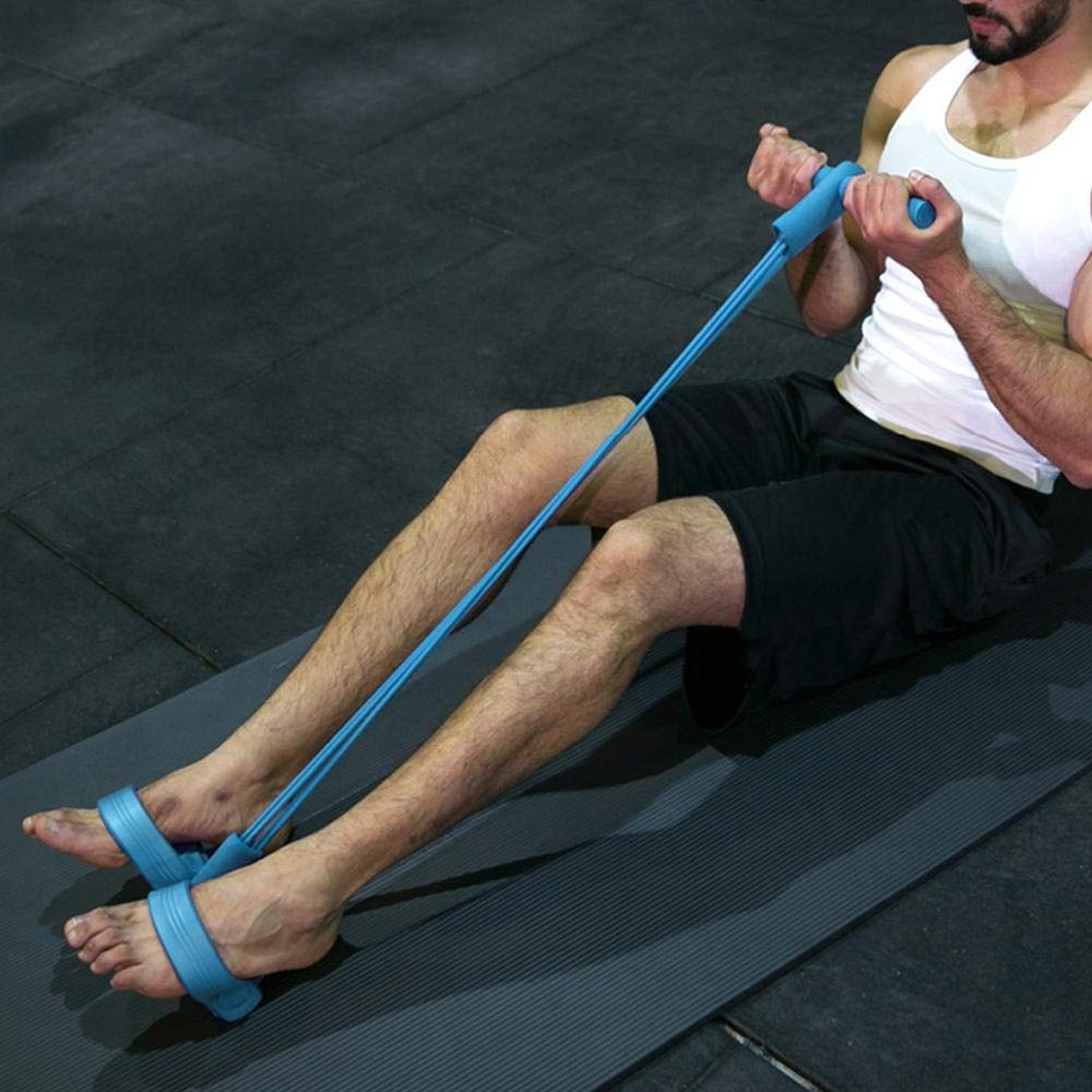 03 Pedal Belt, Double-Strand Rope Blue Sit-up Trainer, Fitness Device Yoga Equipment for Yoga Workout(Pull Rope)