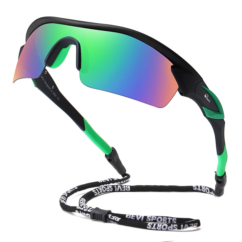 Bevi Polarized Sports Sunglasses TR90 Unbreakable Frame for Men Women Running Cycling Golf Baseball TPH2C5