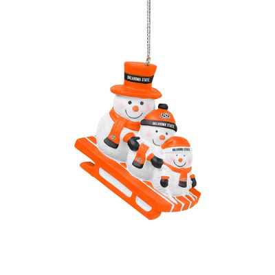 FOCO Oklahoma State Cowboys NCAA Sledding Snowmen Ornament