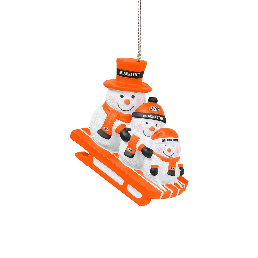 FOCO Oklahoma State Cowboys NCAA Sledding Snowmen Ornament