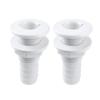 SEAFLO 2 Thru Hull Fitting Marine Boat, Polypropylene, Plastic Drain Overflow Connector, Corrosion Resistant Saltwater Safe, Transom Mount, Bilge Port Deck Outlet, 4-Year Warranty (White, 2-Pack) view 1