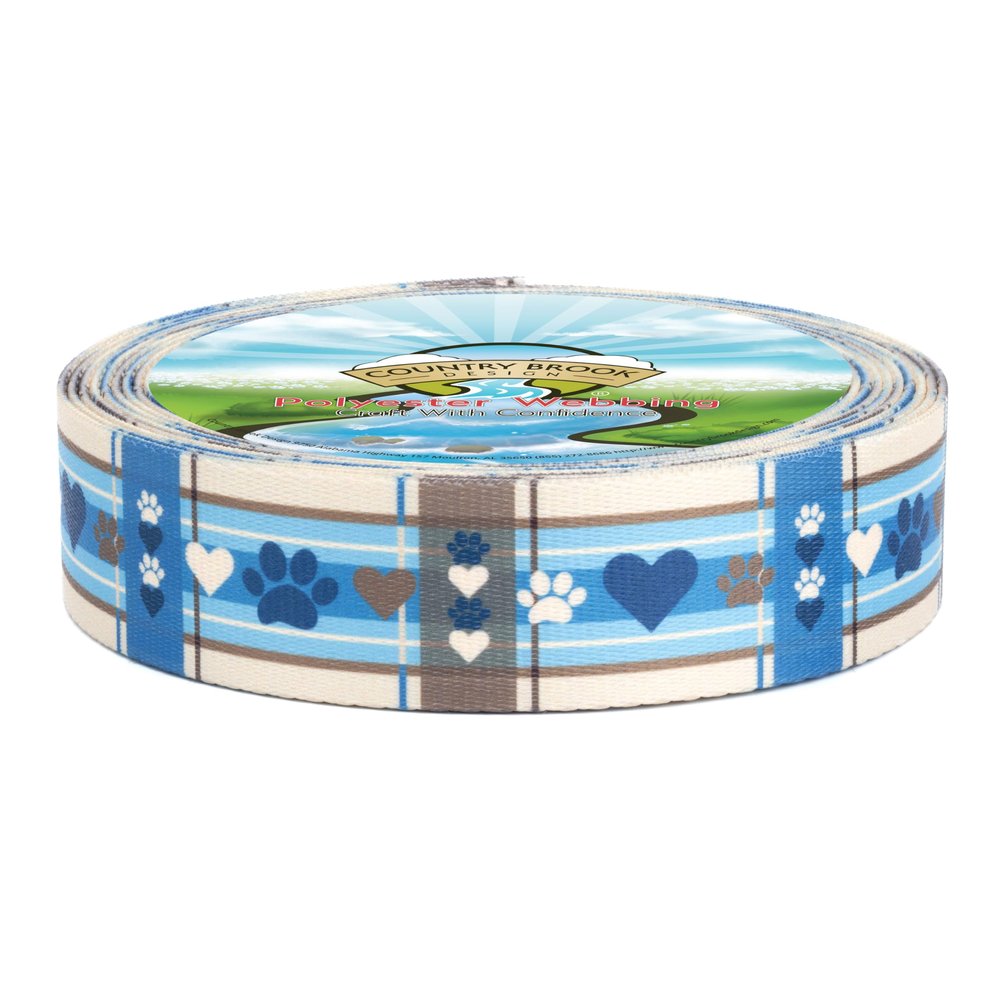 Country Brook Design - Puppy Picnic Polyester Webbing (1 1/2 Inch, 20 Yards)