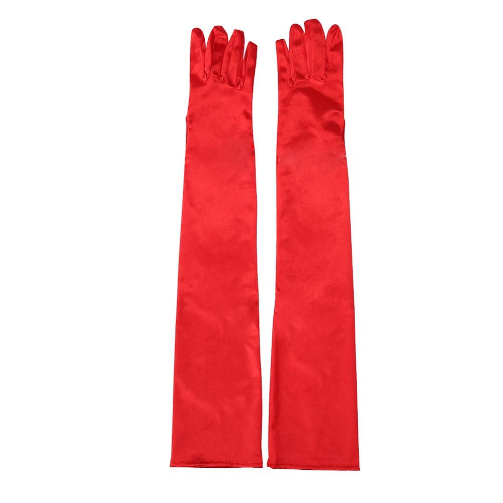 "Maigk 20.47'' Satin Evening Gloves Long Party Dance Elbow Arm Length Opera Cosplay (1, Red)"