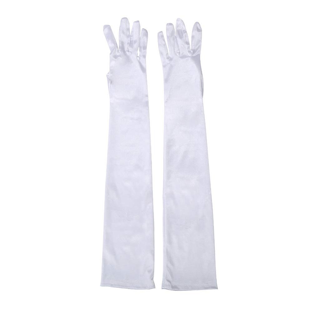 "Maigk 20.47'' Satin Evening Gloves Long Party Dance Elbow Arm Length Opera Cosplay (1, White)"