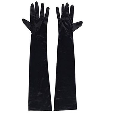 "Maigk 20.47'' Satin Evening Gloves Long Party Dance Elbow Arm Length Opera Cosplay (1, Black)"