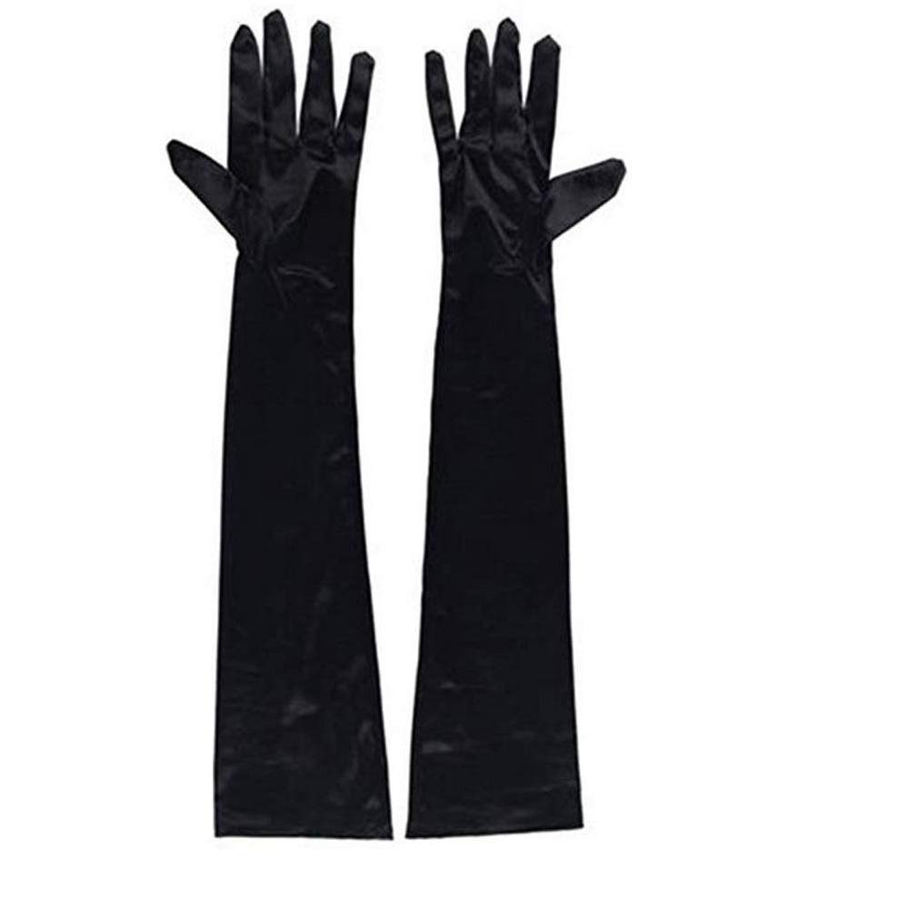 "Maigk 20.47'' Satin Evening Gloves Long Party Dance Elbow Arm Length Opera Cosplay (1, Black)"