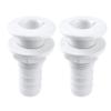 SEAFLO 1 Thru Hull Fitting Marine Boat, Polypropylene, Plastic Drain Overflow Connector, Corrosion Resistant Saltwater Safe, Transom Mount, Bilge Port Deck Outlet, 4-Year Warranty (White, 2-Pack) view 1