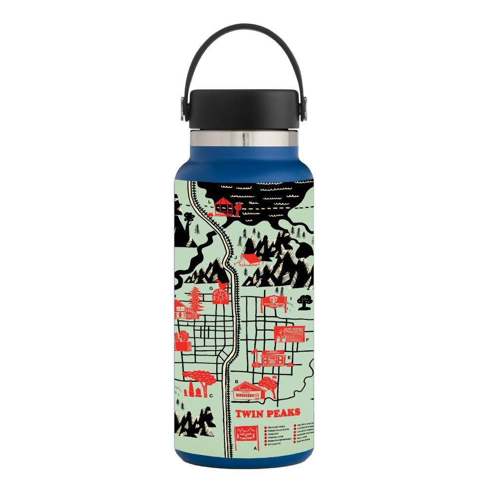 MightySkins Skin for Hydro Flask 32 oz. Wide Mouth - Twin Peaks Map | Protective, Durable, and Unique Vinyl Decal wrap Cover | Easy to Apply, Remove, and Change Styles | Made in The USA