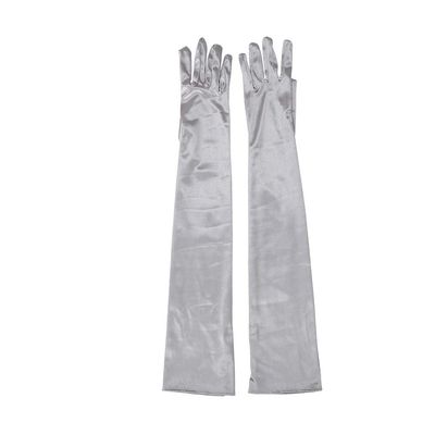 "Maigk 20.47'' Satin Evening Gloves Long Party Dance Elbow Arm Length Opera Cosplay (1, Silver)"