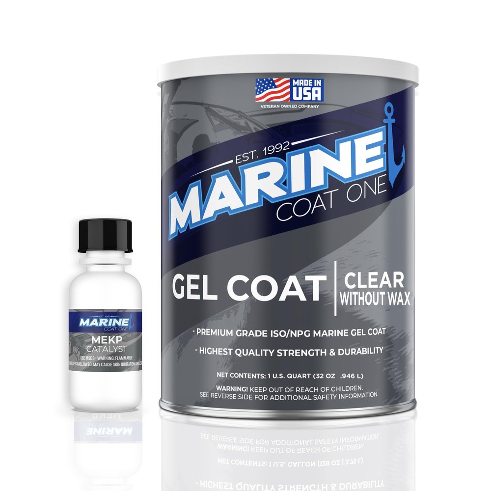 Marine Coat One Gel Coat - ISO/NPG Clear Gel Coat Without Wax with MEKP Catalyst (1 Quart)