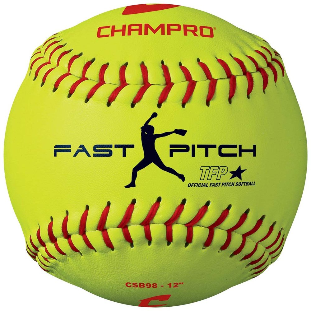 CHAMPRO 12" Fast Pitch Softball, Unaffiliated for Practice, Leather Cover