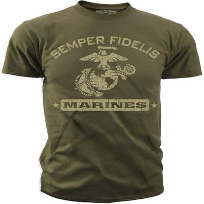 Black Ink Men's Marine Corps Semper Fi T-Shirt Large Olive