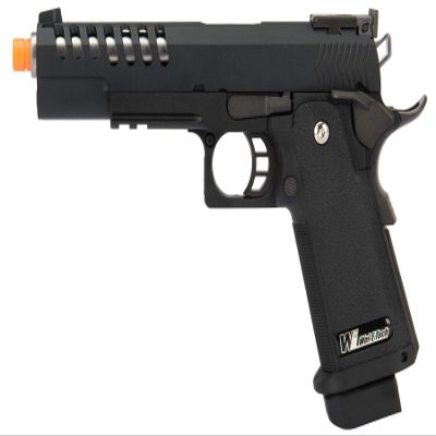 Lancer Tactical WE 1911 Hi-Capa Hyper Speed Gas Blowback Airsoft Pistol Black 330 FPS