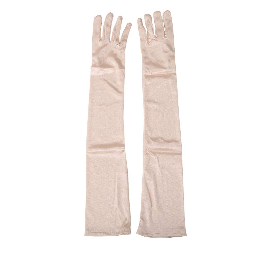 "Maigk 20.47'' Satin Evening Gloves Long Party Dance Elbow Arm Length Opera Cosplay (1, Champagne)"