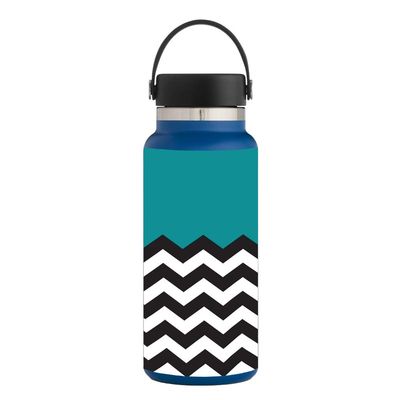 MightySkins Skin for Hydro Flask 32 oz. Wide Mouth - Teal Chevron | Protective, Durable, and Unique Vinyl Decal wrap Cover | Easy to Apply, Remove, and Change Styles | Made in The USA