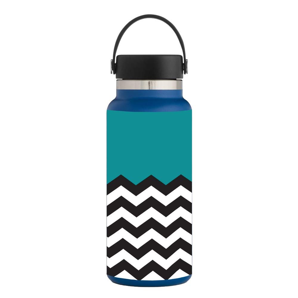 MightySkins Skin for Hydro Flask 32 oz. Wide Mouth - Teal Chevron | Protective, Durable, and Unique Vinyl Decal wrap Cover | Easy to Apply, Remove, and Change Styles | Made in The USA