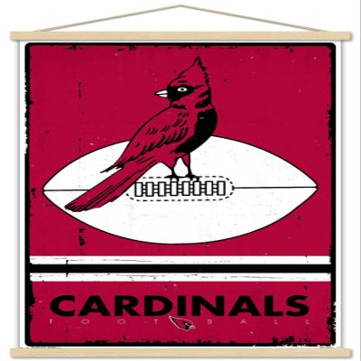 Trends International NFL Arizona Cardinals - Retro Logo 15 Wall Poster, 22.37" x 34.00", Premium Print and Beechwood Hanger Bundle