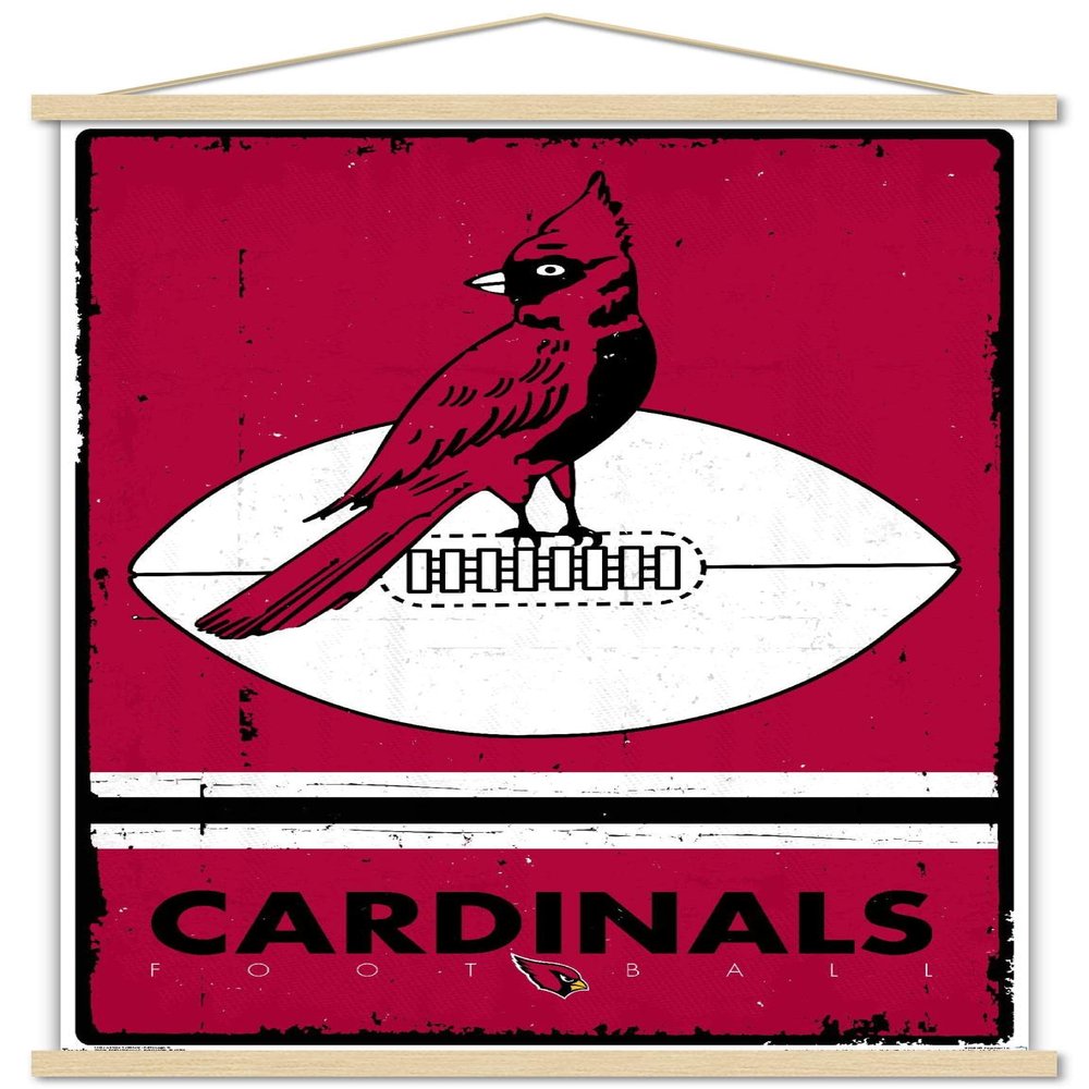 Trends International NFL Arizona Cardinals - Retro Logo 15 Wall Poster, 22.37" x 34.00", Premium Print and Beechwood Hanger Bundle