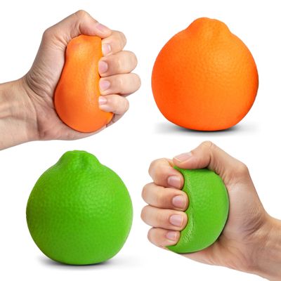 Ecowise Hand Therapy Fruit Squish Ball Pair  2 Citrus Stress Balls for Adults, Hand Therapy and Grip Strength Trainer, Squeeze Balls for Stress Relief, Wrist and Finger Exercise, Latex-Free