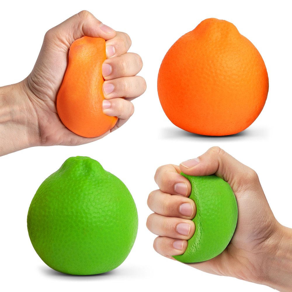 Ecowise Hand Therapy Fruit Squish Ball Pair  2 Citrus Stress Balls for Adults, Hand Therapy and Grip Strength Trainer, Squeeze Balls for Stress Relief, Wrist and Finger Exercise, Latex-Free