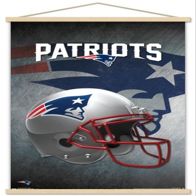 Trends International NFL New England Patriots - Helmet 16 Wall Poster, 22.375" x 34", Premium Print and Beechwood Hanger Bundle