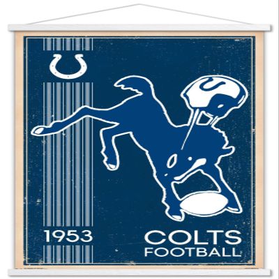 Trends International NFL Indianapolis Colts - Retro Logo 14 Wall Poster, 22.375" x 34", Premium Print and White Hanger Bundle