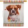 Boxer Happiness House Flag Animals Dog Puppy Spoiled Paw Canine Fur Pet Nature Farm Animal Creature Small Decorative Gift Yard Banner Double-Sided Made In USA 28 X 40 view 1