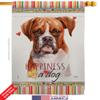 Boxer Happiness House Flag Animals Dog Puppy Spoiled Paw Canine Fur Pet Nature Farm Animal Creature Small Decorative Gift Yard Banner Double-Sided Made In USA 28 X 40 view 2