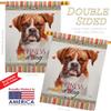Boxer Happiness House Flag Animals Dog Puppy Spoiled Paw Canine Fur Pet Nature Farm Animal Creature Small Decorative Gift Yard Banner Double-Sided Made In USA 28 X 40 view 3