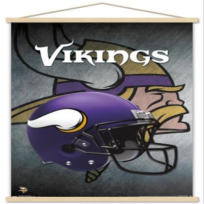 Trends International NFL Minnesota VIkings - Helmet 16 Wall Poster, 22.375" x 34", Premium Print and Beechwood Hanger Bundle