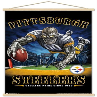 Trends International NFL Pittsburgh Steelers - End Zone 17 Wall Poster, 22.375" x 34", Premium Print and Beechwood Hanger Bundle