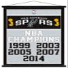 Trends International NBA San Antonio Spurs-Champions 17 Wall Poster with Wooden Magnetic Frame, 22.37" x 34.00", Premium Print and Black Hanger Bundle view 1
