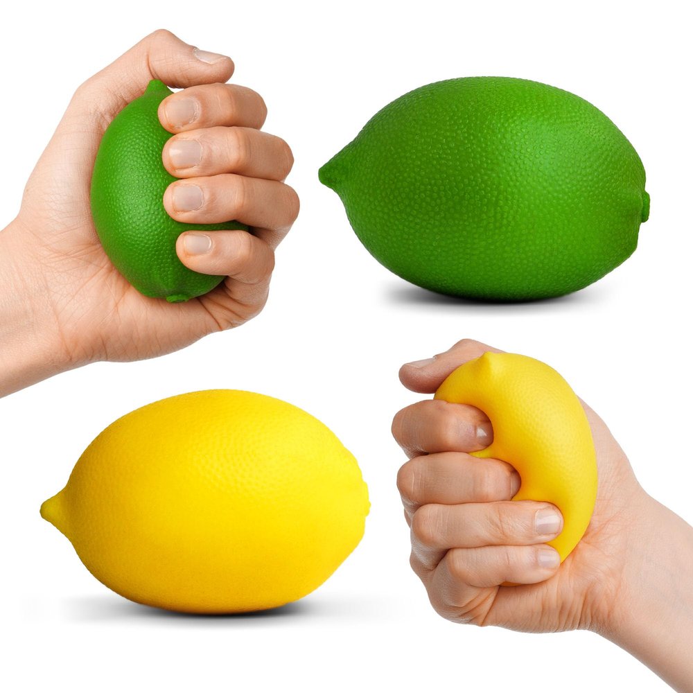 Ecowise Hand Therapy Fruit Squish Ball Pair  2 Lemon Stress Balls for Adults, Hand Therapy and Grip Strength Trainer, Squeeze Balls for Stress Relief, Wrist and Finger Exercise, Latex-Free