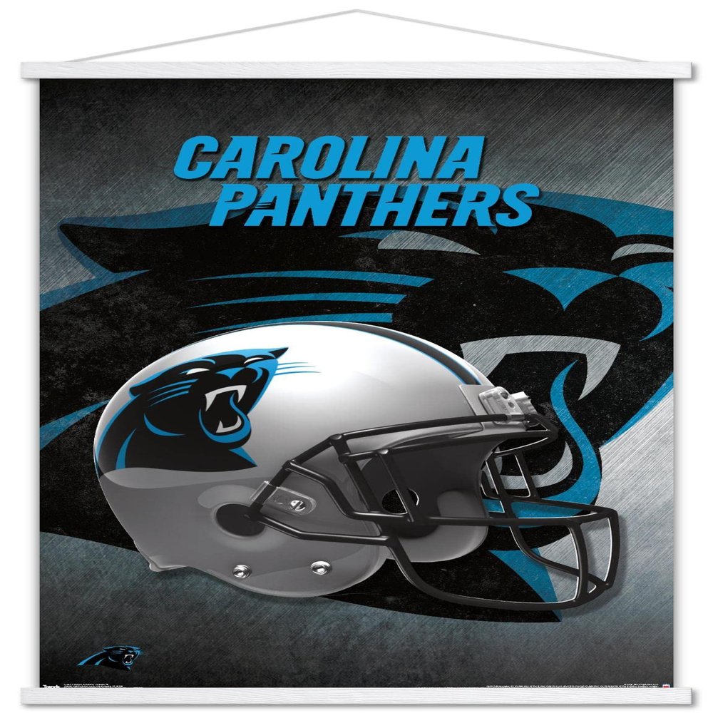 Trends International NFL Carolina Panthers - Helmet 16 Wall Poster, 22.375" x 34", Premium Print and White Hanger Bundle