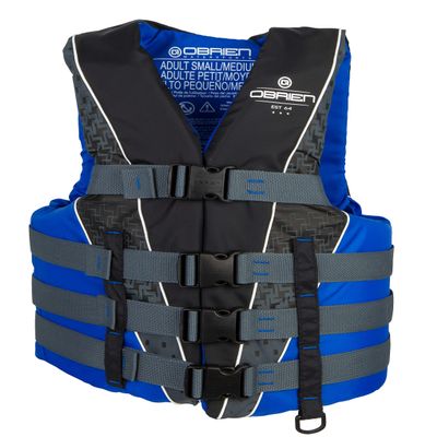 O'Brien Men's 4-Belt Sport Life Jacket | USCG & Transport Canada Approved | Adjustable Fit, PWC Lanyard Ring, Extended Size Range