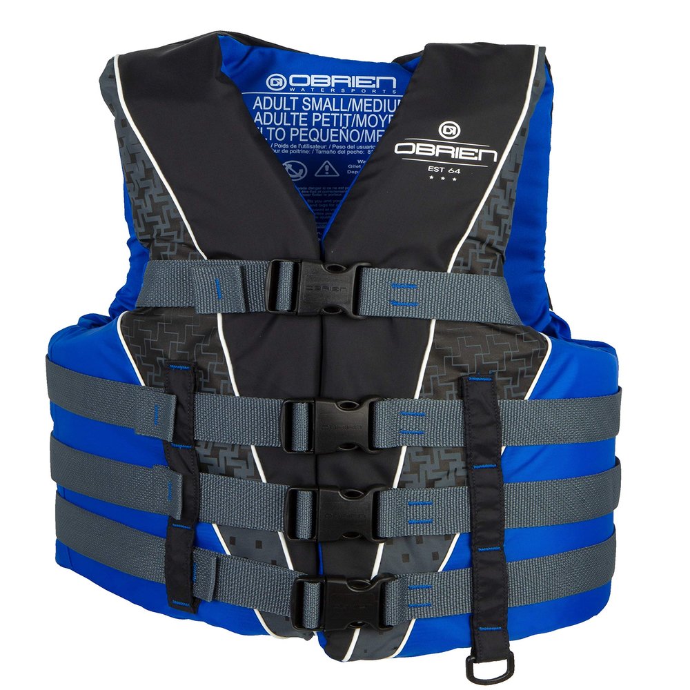 O'Brien Men's 4-Belt Sport Life Jacket | USCG & Transport Canada Approved | Adjustable Fit, PWC Lanyard Ring, Extended Size Range