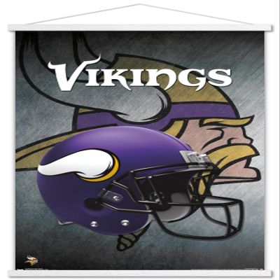 Trends International NFL Minnesota VIkings - Helmet 16 Wall Poster, 22.375" x 34", Premium Print and White Hanger Bundle