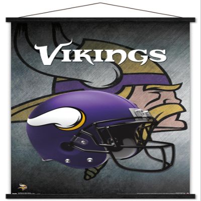 Trends International NFL Minnesota VIkings - Helmet 16 Wall Poster, 22.375" x 34", Premium Print and Black Hanger Bundle
