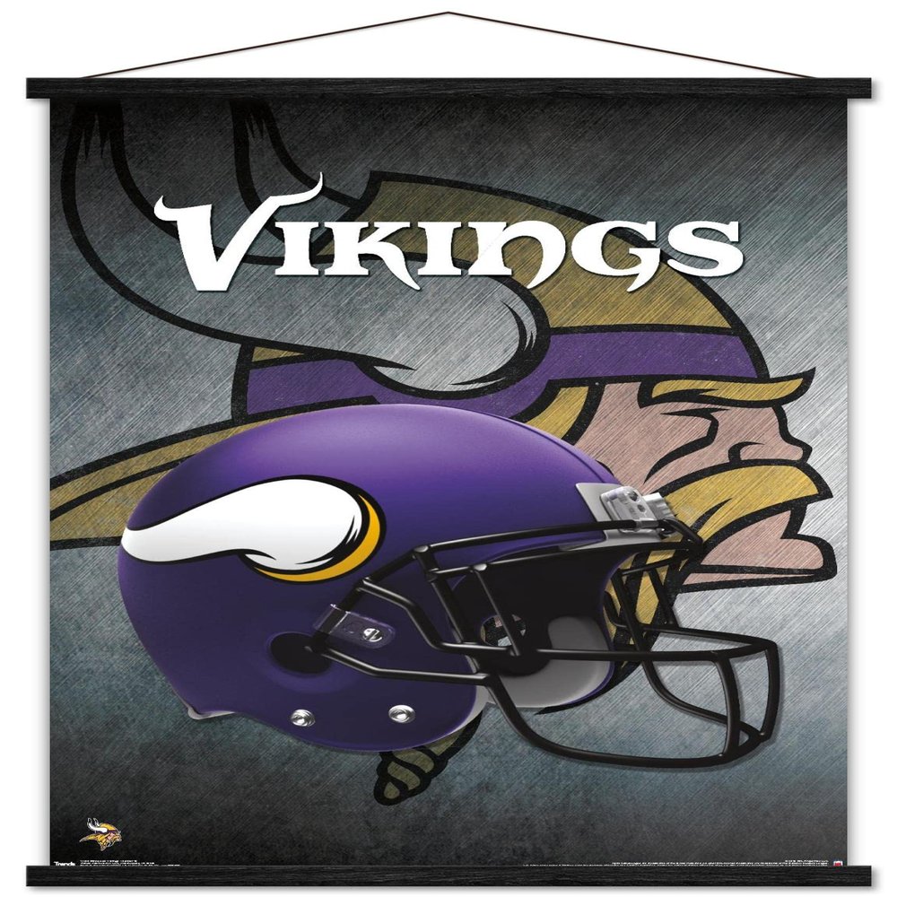 Trends International NFL Minnesota VIkings - Helmet 16 Wall Poster, 22.375" x 34", Premium Print and Black Hanger Bundle