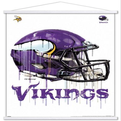 Trends International NFL Minnesota Vikings - Drip Helmet 20 Wall Poster, 22.375" x 34", Premium Print and White Hanger Bundle