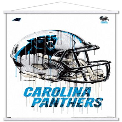 Trends International NFL Carolina Panthers - Drip Helmet 20 Wall Poster, 22.375" x 34", Premium Print and White Hanger Bundle