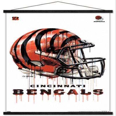 Trends International NFL Cincinnati Bengals - Drip Helmet 20 Wall Poster, 22.375" x 34", Premium Print and Black Hanger Bundle