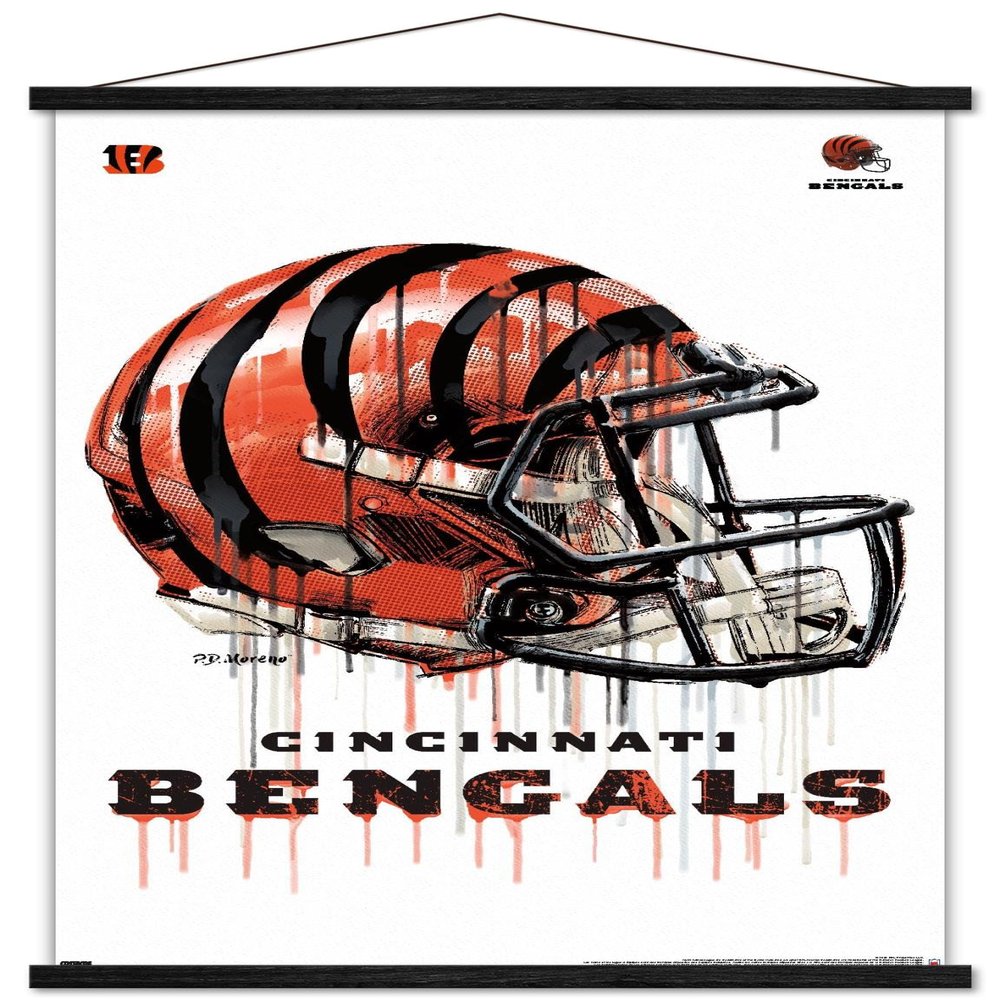 Trends International NFL Cincinnati Bengals - Drip Helmet 20 Wall Poster, 22.375" x 34", Premium Print and Black Hanger Bundle