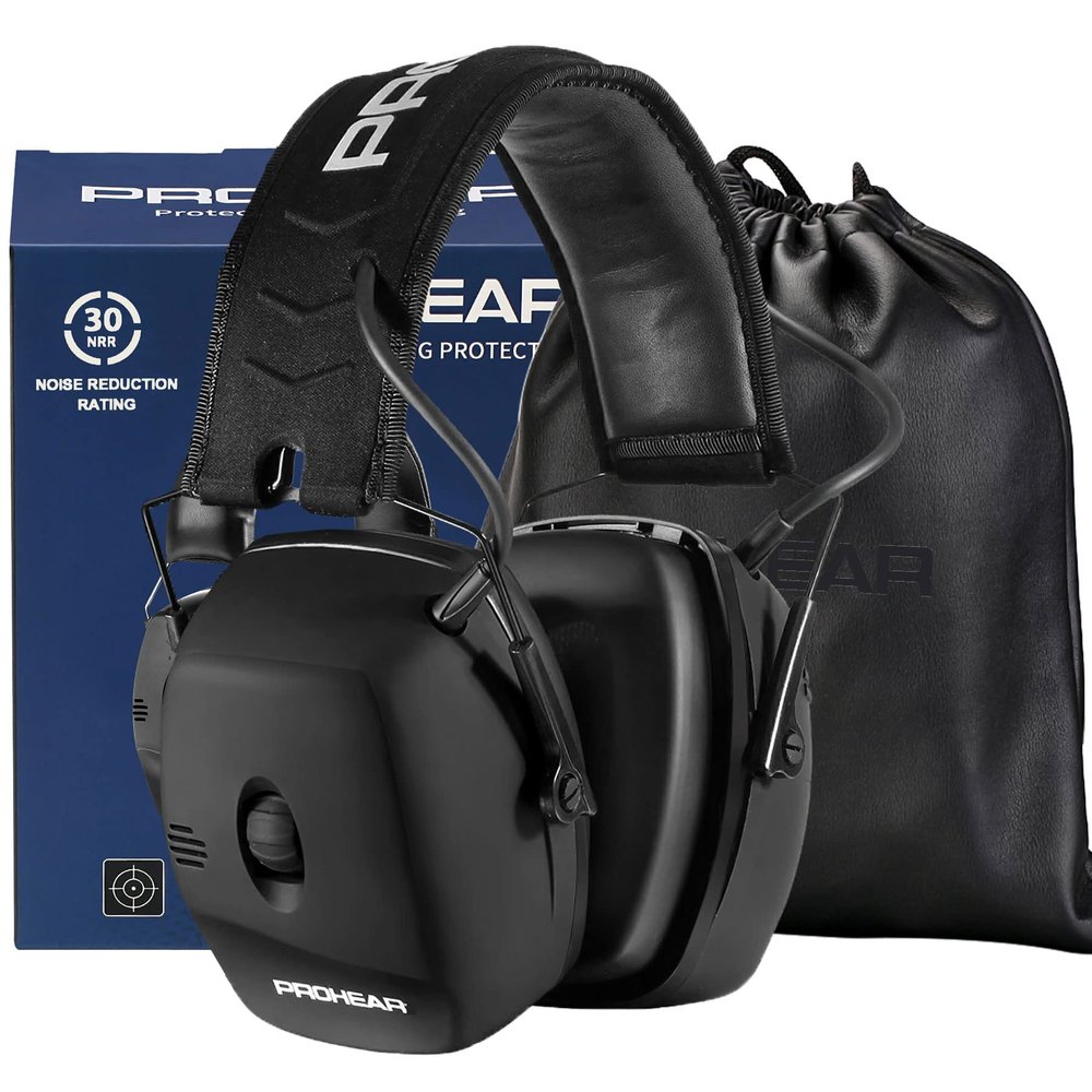 PROHEAR Electronic Shooting Ear Protection Muffs, NRR 30dB Noise Reduction for Gun Range, Sound Amplification Earmuffs for Hunting