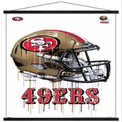 Trends International NFL San Francisco 49ers - Drip Helmet 20 Wall Poster, 22.375" x 34", Premium Print and Black Hanger Bundle