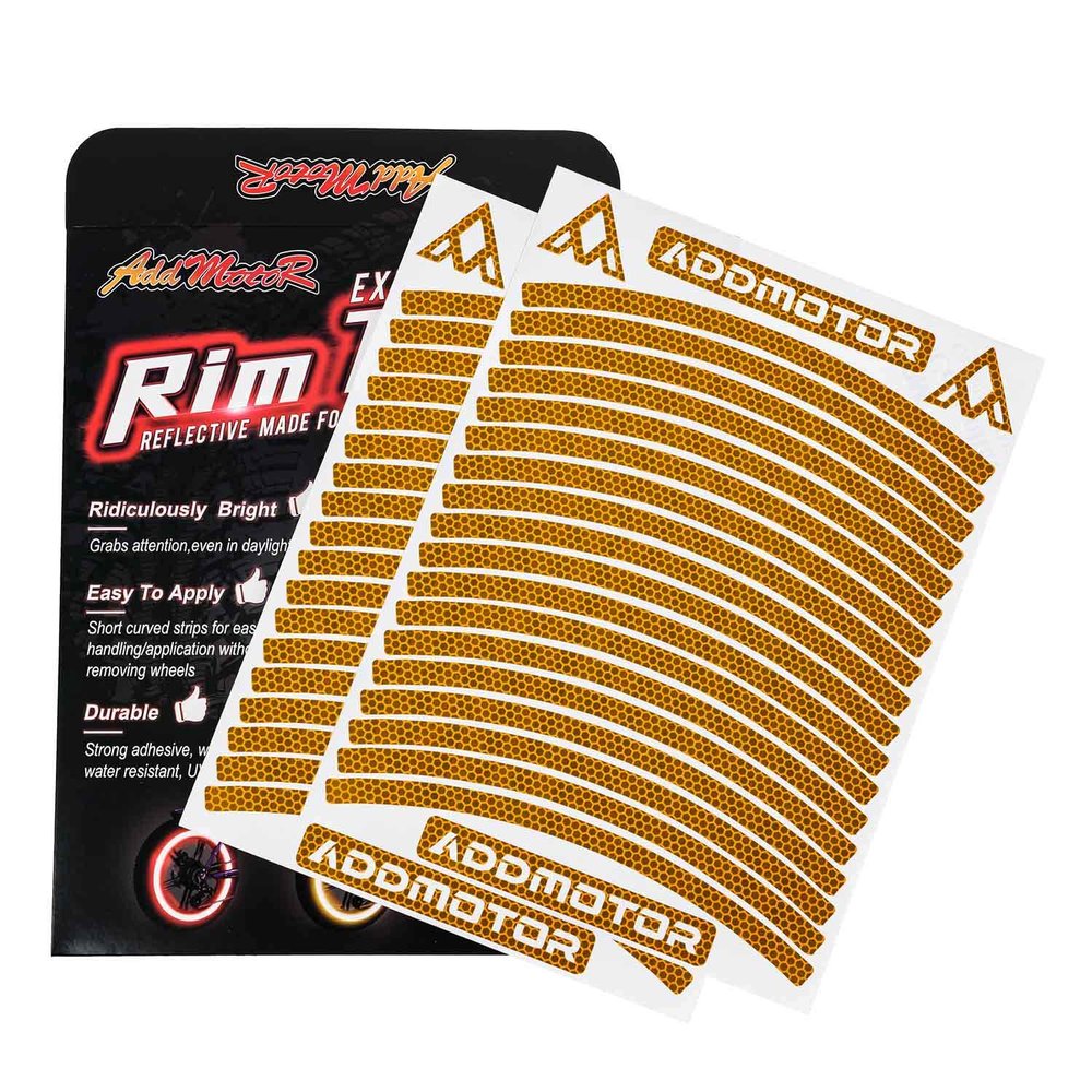 Addmotor Bike Wheel Rim Stickers Stripes Reflective Decals Tape Reflector for Bicycle Motorcycle Decoration (Yellow, 26)