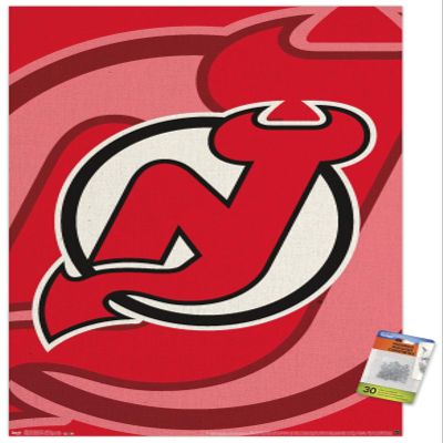 Trends International NHL New Jersey Devils - Logo 14 Wall Poster, 22.37" x 34.00", Poster & Push Pin Bundle
