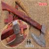 HUNTEX Custom Handmade Hand-Forged Twist Pattern Damascus Steel 21 Inch Long Walnut Wood Handle Razor Sharp Hunting Camping Wood Splitter Viking Broad Axe with Genuine Leather Sheath view 1