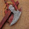 HUNTEX Custom Handmade Hand-Forged Twist Pattern Damascus Steel 21 Inch Long Walnut Wood Handle Razor Sharp Hunting Camping Wood Splitter Viking Broad Axe with Genuine Leather Sheath view 3