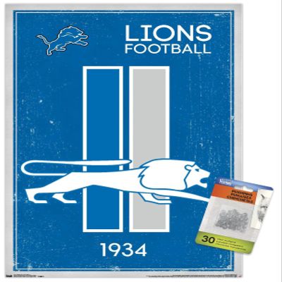 NFL Detroit Lions - Retro Logo 14 Wall Poster with Push Pins